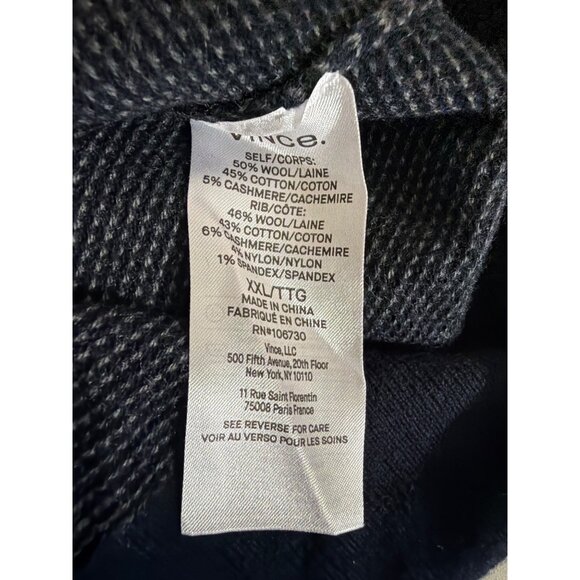 Vince Mens Navy Textured Wool & Cotton Blend Sweater XXL - Picture 4 of 4